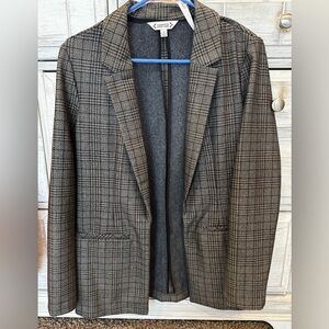 Nanette Lepore Black and Gray Checkered Blazer